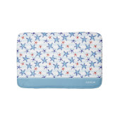 Ocean Starfish Patroon met Naam Blauw Badmat (Voorkant)