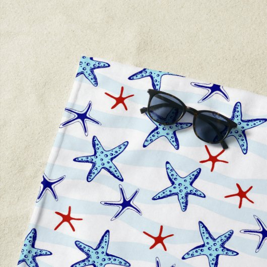 Ocean Starfish Patroon met Naam Blauw Strandlaken (In situ)