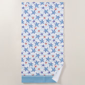  Ocean Starfish Patroon met Naam Blauw Strandlaken (Voorkant)