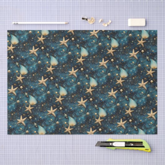 Ocean Starfish Patroon Weefselpapier Tissuepapier (Craft)