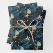 Ocean Starfish Patroon Wrapping Paper Set van 3 (In situ)