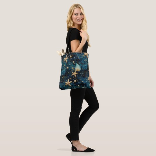 Ocean Starfish Pattern Shoulder Tas (Op model)