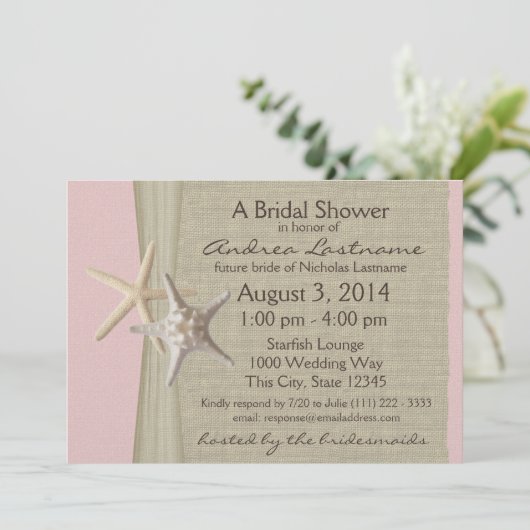 Ocean Starfish Pink Vrijgezellenfeest Kaart (Staand voorkant)