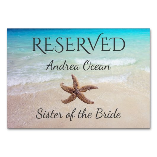 Ocean Starfish Reserved Wedding Seating Seating Kaart (Voorkant)