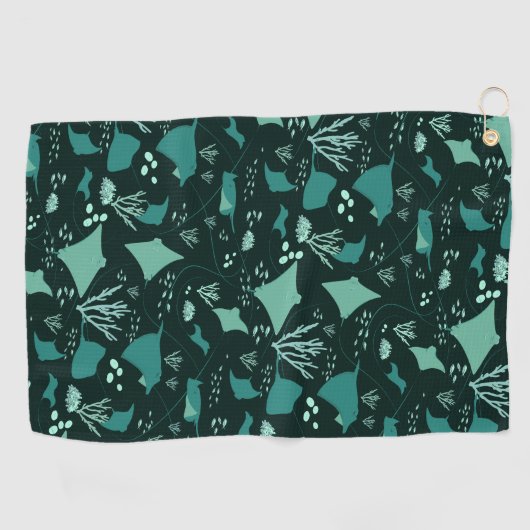 Ocean Stingrays en Vissen Onderwater Patroon Golfhanddoek (Horizontaal)