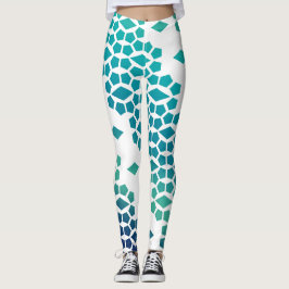 Ocean Storm Blue Diamond en honingraatpatroon Leggings