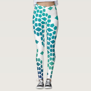 Ocean Storm Blue Diamond en honingraatpatroon Leggings