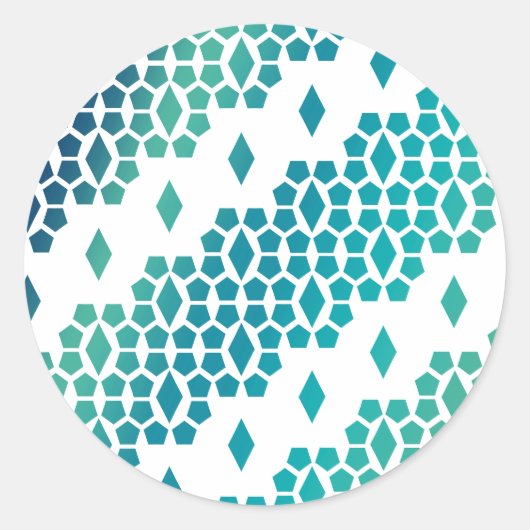 Ocean Storm Blue Diamond en honingraatpatroon Ronde Sticker (Voorkant)