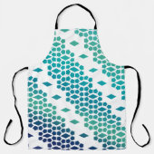 Ocean Storm Blue Diamond en honingraatpatroon Schort (Voorkant)