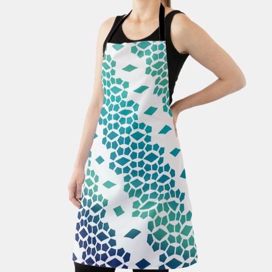 Ocean Storm Blue Diamond en honingraatpatroon Schort (Insitu)