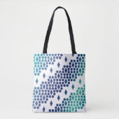 Ocean Storm Blue Diamond en honingraatpatroon Tote Bag (Voorkant)
