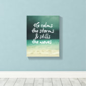 Ocean Storm met God Quote Canvas Afdruk (Insitu (Houten vloer))
