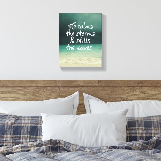 Ocean Storm met God Quote Canvas Afdruk (Insitu (Slaapkamer))