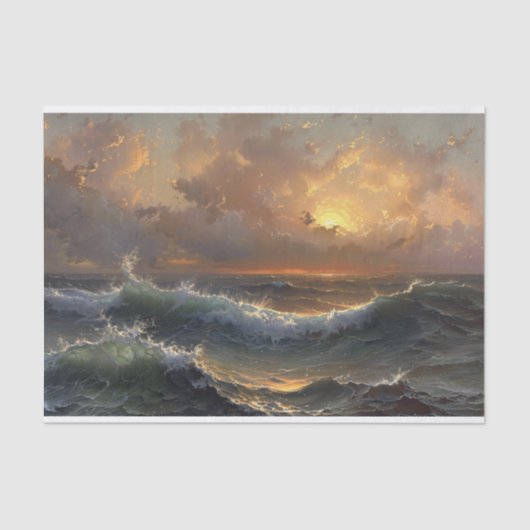 Ocean Storm Moody Landschapsschilderij Decoupage Tissuepapier (Voorkant)