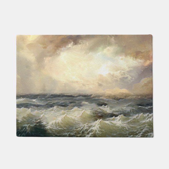 Ocean Storm Waves Fleece Deken Deurmat (Voorkant)