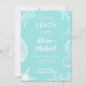 Ocean strand aqua blue bestemmingsbruiloft kaart (Voorkant)