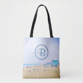 Ocean strand kustfoto vet modern monogram tote bag (Voorkant)