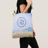 Ocean strand kustfoto vet modern monogram tote bag (Dichtbij)