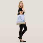 Ocean strand kustfoto vet modern monogram tote bag (Op model)