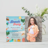 Ocean strand party's verjaardag, zomerstrandverjaa kaart (Staand voorkant)
