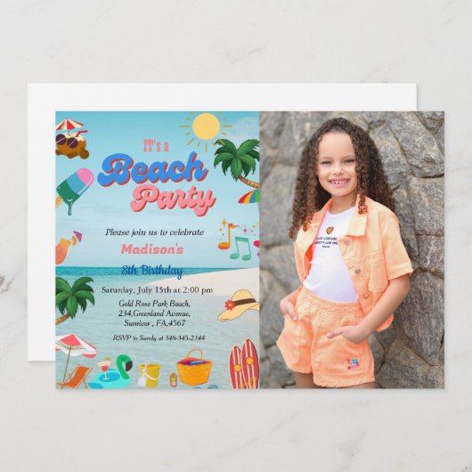 Ocean strand party's verjaardag, zomerstrandverjaa kaart (Voorkant / Achterkant)