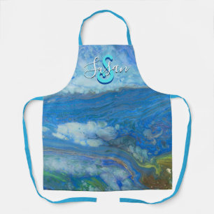 Ocean Stream Acrylfluid Art Apron Schort