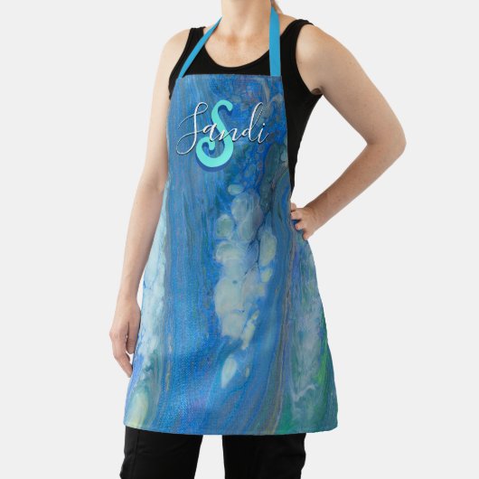 Ocean Stream Acrylfluid Art Apron Schort (Insitu)
