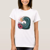 Ocean Summer Beach Island Golven rode hibiscus T-shirt (Voorkant)