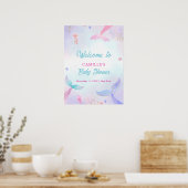 Ocean Summer Mermaid Tail Baby shower Welkom Poster (Keuken)