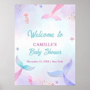 Ocean Summer Mermaid Tail Baby shower Welkom Poster