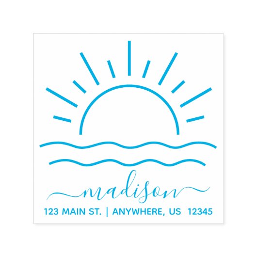 Ocean Sun Personalized Self Inking Stamp Zelfinktende Stempel (Design)