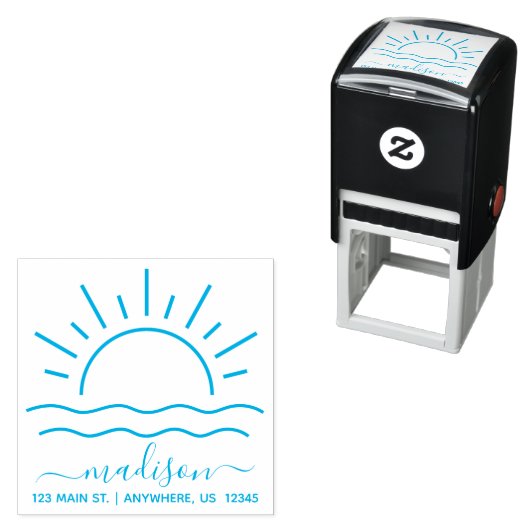 Ocean Sun Personalized Self Inking Stamp Zelfinktende Stempel (In situ)