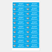 Ocean sunfish mola mola leuke cartoon gepersonalis labels (Vel)