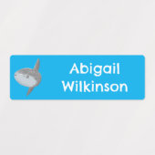 Ocean sunfish mola mola leuke cartoon gepersonalis labels (Design 1)