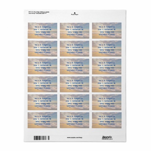 Ocean Sunrise Beach Scene Shipping Labels (Full Sheet)