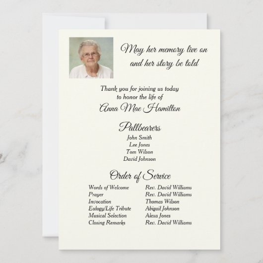 Ocean Sunrise begrafenisprogramma Kaart (Achterkant)