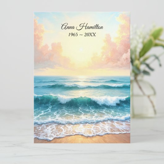 Ocean Sunrise begrafenisprogramma Kaart (Staand voorkant)