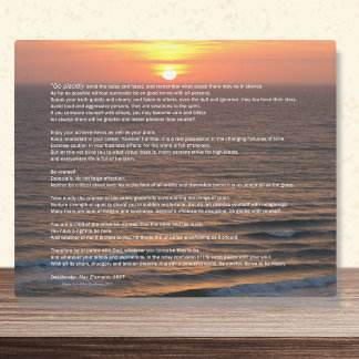 Ocean Sunrise Desiderata Plaque Fotoplaat