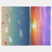 Ocean Sunrise en Swimming Zee Turtles Fleece Deken (Voorkant (Horizontaal))