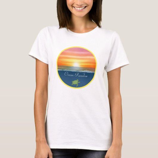 Ocean Sunrise en Turtle T-shirt (Voorkant)