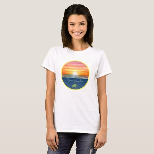 Ocean Sunrise en Turtle T-shirt (Voorkant volledig)