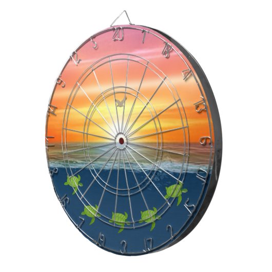 Ocean Sunrise en Turtles Dartbord (Voorkant Rechts)