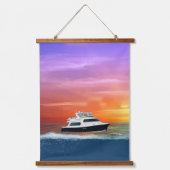 Ocean Sunrise, jacht, Zee Turtles en parels Hangend Wandkleed (Voorkant)