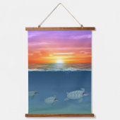 Ocean Sunrise, jacht, Zee Turtles en parels Hangend Wandkleed (Voorkant 2)