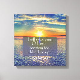 Ocean Sunrise met Psalms Bible Verse Canvas Afdruk