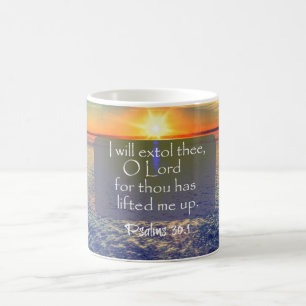 Ocean Sunrise met Psalms Bible Verse Koffiemok