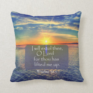 Ocean Sunrise met Psalms Bible Verse Kussen