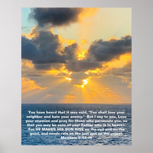 Ocean Sunrise, met Scripture Verse Matthew 5:43 Poster (Voorkant)