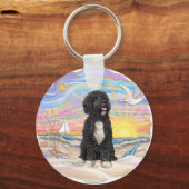 Ocean Sunrise-Portugese waterhond (bw5) Sleutelhanger (Voorkant)