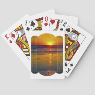 Ocean Sunrise reflecteert op 'Beach Framed Art Des Pokerkaarten